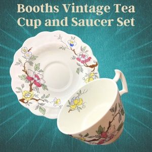 Tea Cup & Saucer  - Vintage Set of- Booths' Style A8001 -  Floral Pattern